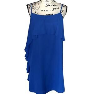 EVERLY NWT royal blue spaghetti strap ruffle dress M‎